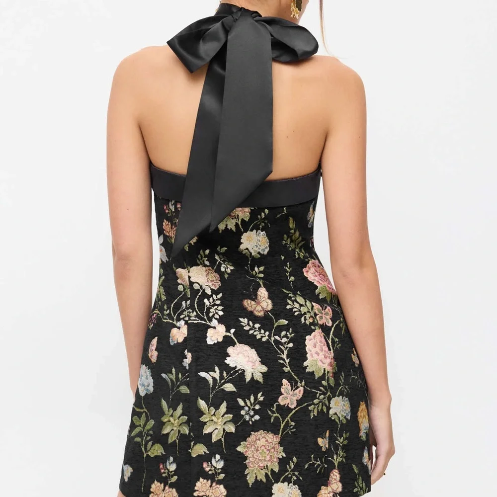 Floral Strapless Black Dress - Picture 6 of 9